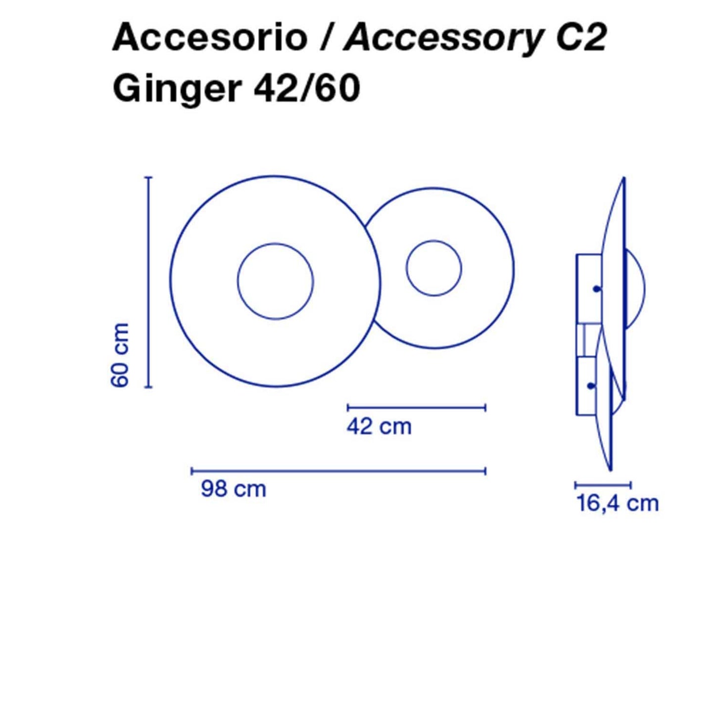 Ginger C2 42/60 væg/loftbeslag fra Marset