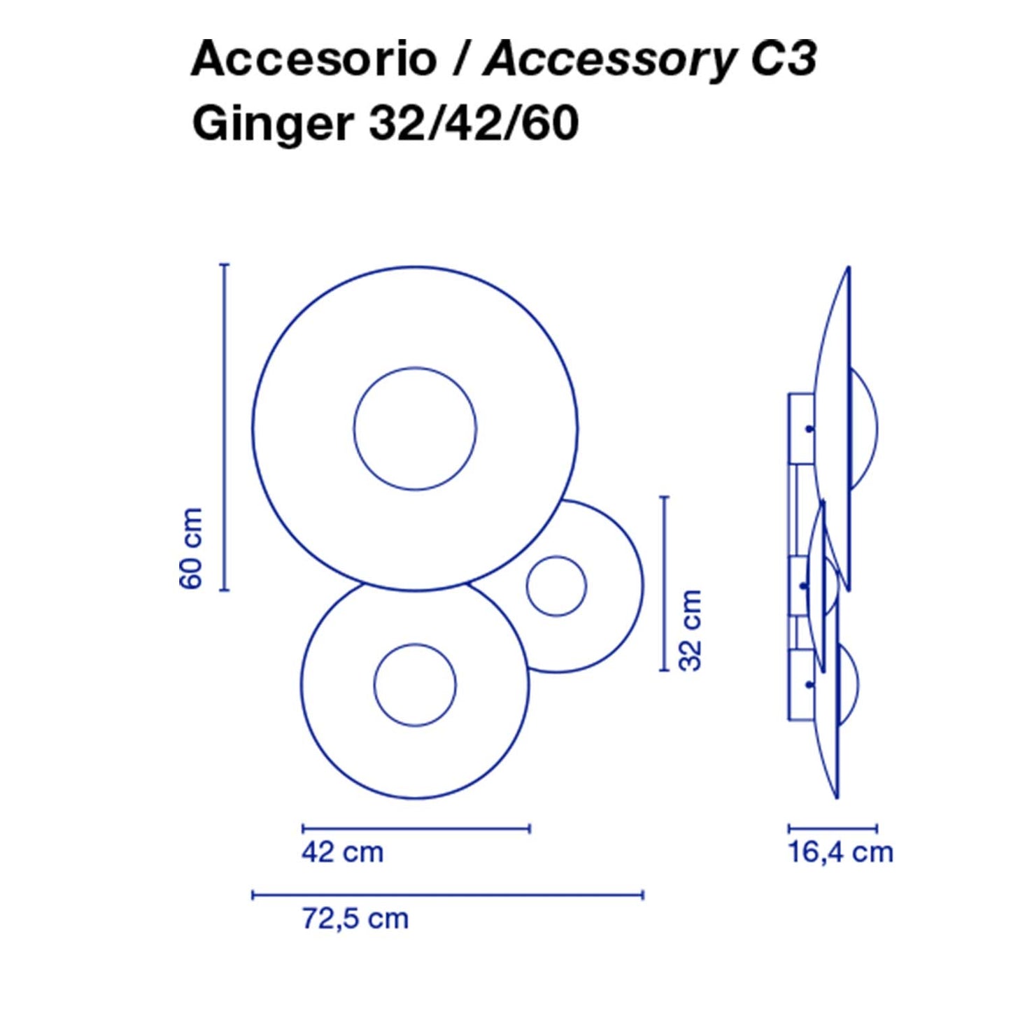 Ginger C3 20/32/42 væg-/loftlampe fra Marset