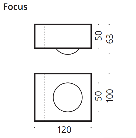 Focus 100 væglampe top-light