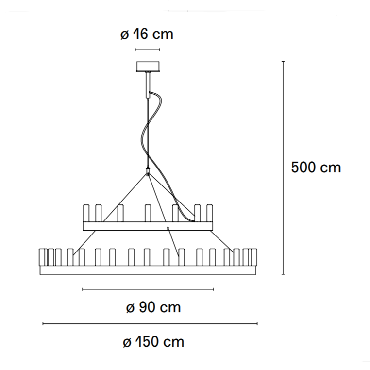 Chandelier double XXL lysekrone Fontana Arte
