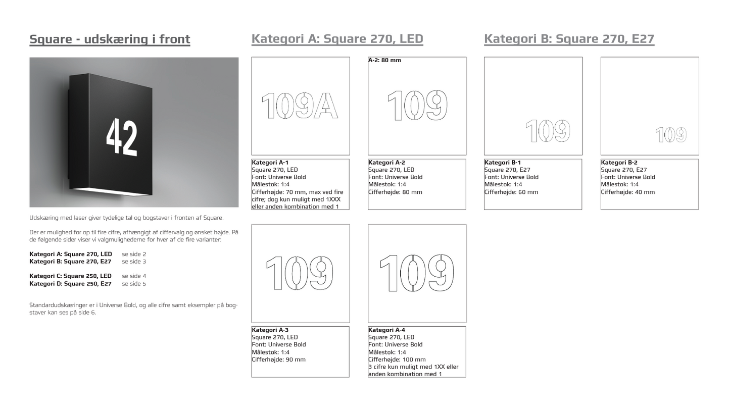 Square 270 væglampe Focus Lighting