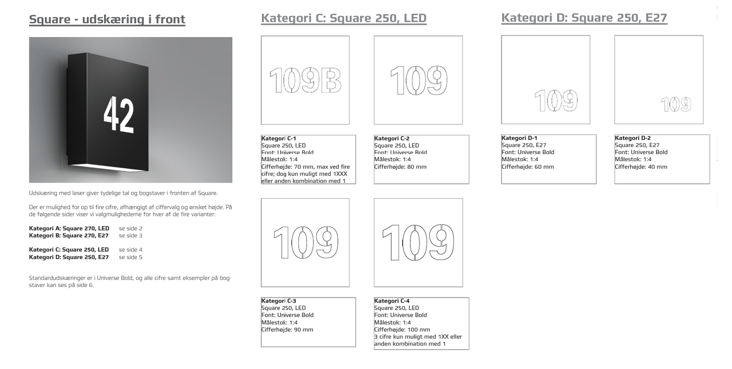 Square 250 væglampe Focus Lighting