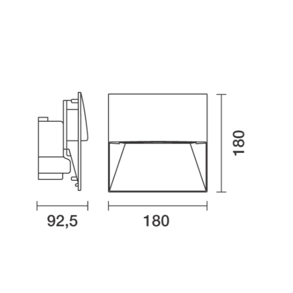 Walky firkantet indbygnings væglampe Iguzzini