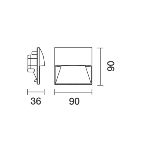 Walky firkantet indbygnings væglampe Iguzzini