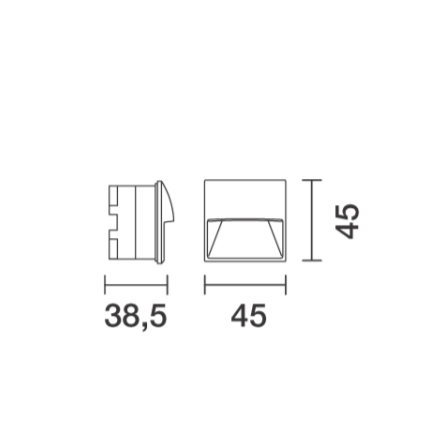 Walky firkantet indbygnings væglampe Iguzzini