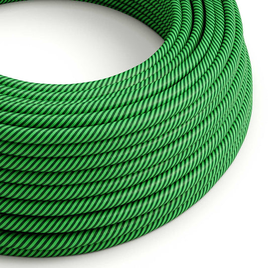Stribet kiwi og dark green Vertigo HD Cheshire ægte dekorativ stofledning