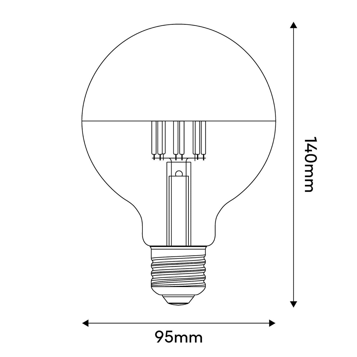 Topforspejlet E27 7W 2700K 650lm Globe 95 mm Dæmpbar