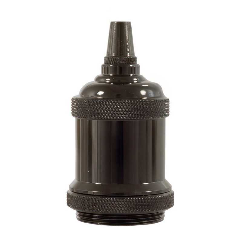 E27 massiv metal fatning med ledningsaflastning og ring