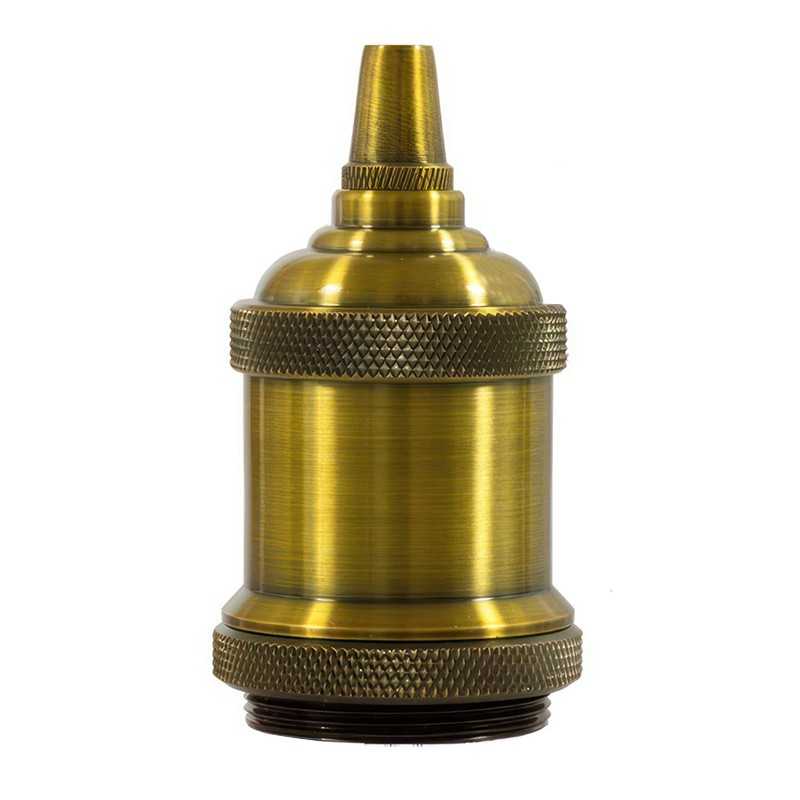 E27 massiv metal fatning med ledningsaflastning og ring