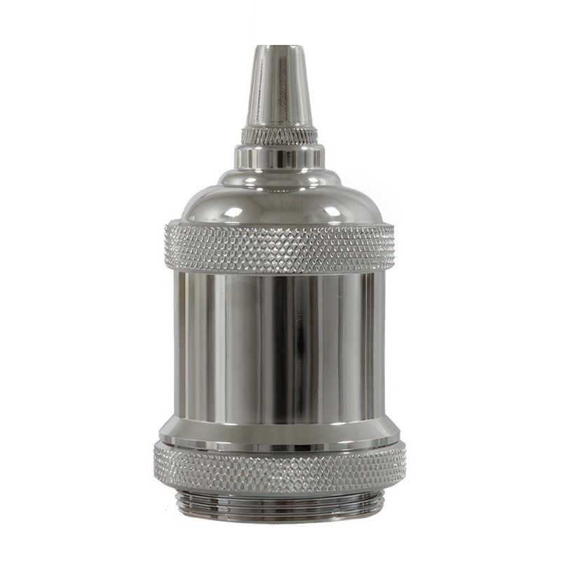 E27 massiv metal fatning med ledningsaflastning og ring