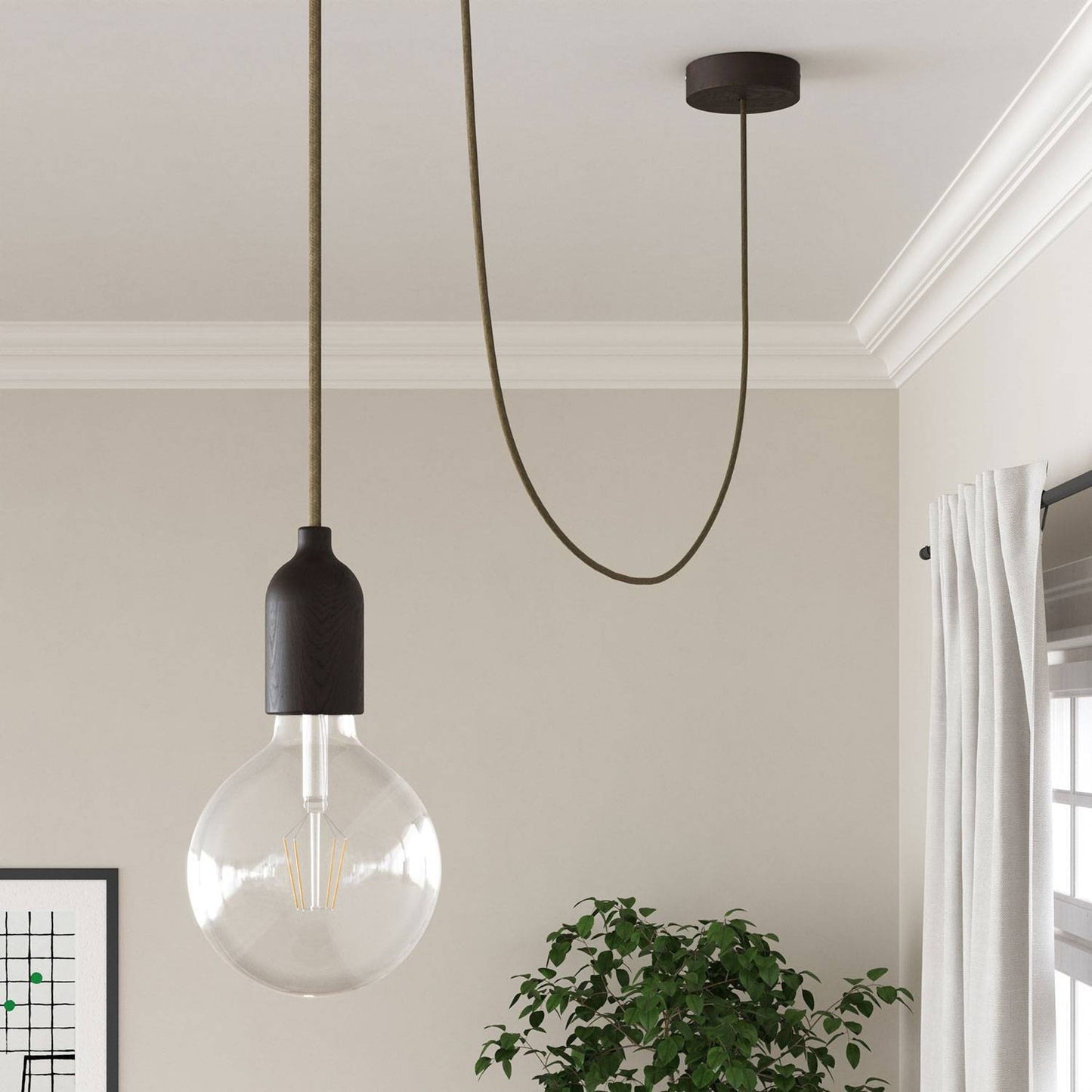 Bark brown dekorativ stofledning jute