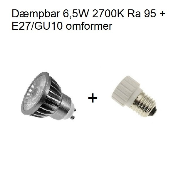GU10 6,5W 2700K + omformer E27/GU10 Dæmpbar