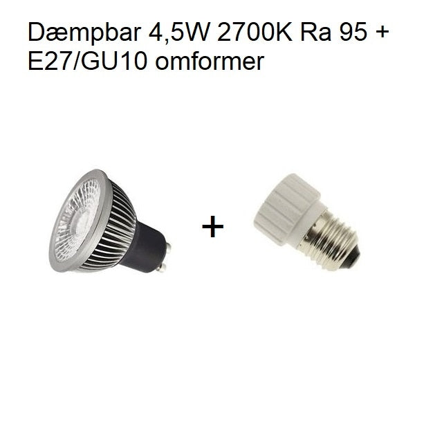 GU10 4,5W 2700K + omformer E27/GU10 Dæmpbar