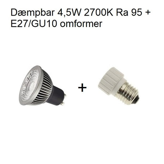 GU10 4,5W 2700K + omformer E27/GU10 Dæmpbar