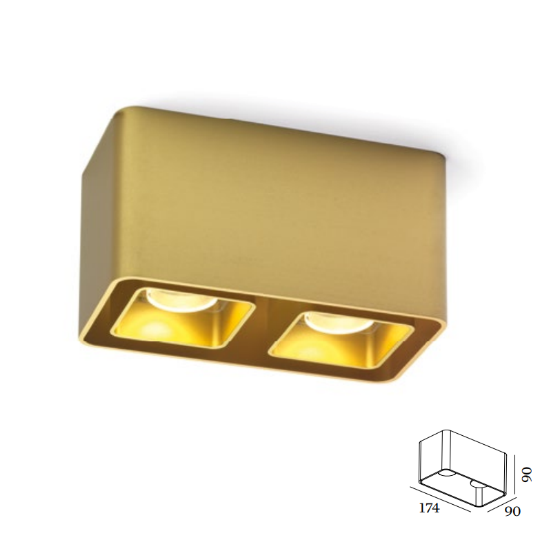 Docus 2 loftlampe Wever & Ducré med inner cover i guld