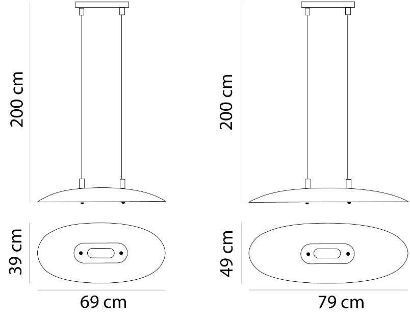 Stegtegning af Ellipse LED pendel