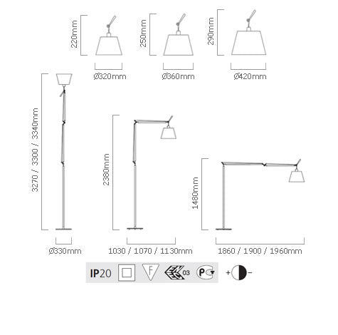 Måltegning af tolomeo mega terra fra artemide