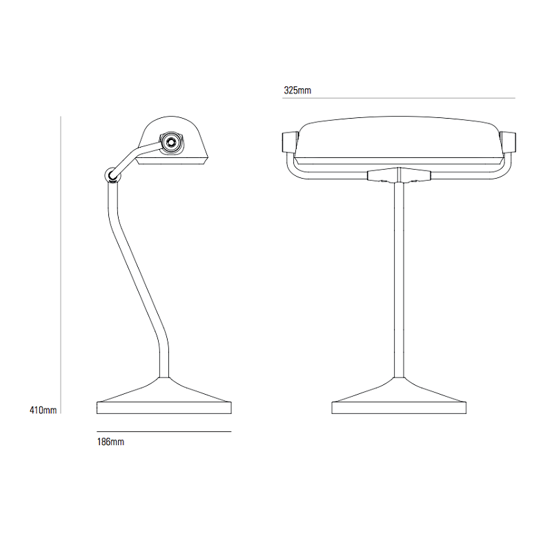 måltegning af Banker´s bordlampe original btc