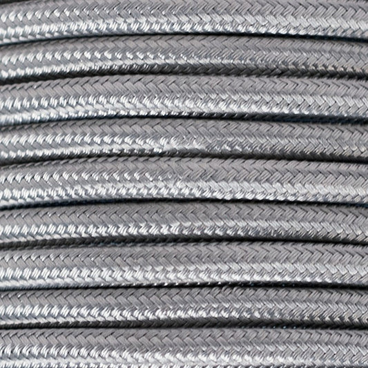 Ægte dekorativ stofledning i farven Sølvfarvet 2x0,75 mm