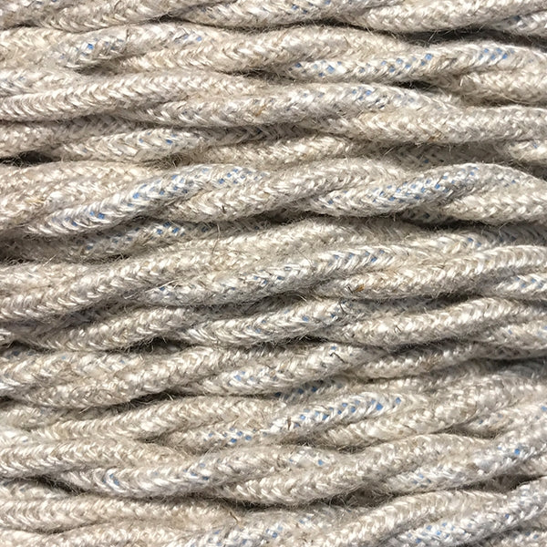 Silkeflettet ægte dekorativ stofledning i farven Natur linned silkefinish 2x0,75 mm