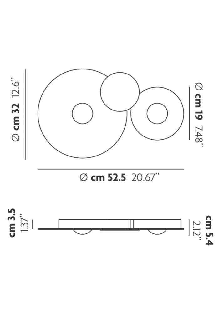 Stregtegning af Bugia PL2 loftlampe fra studio italia design