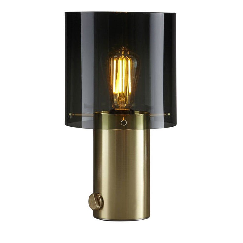 Walter bordlampe i messing og antrasit transperent glas