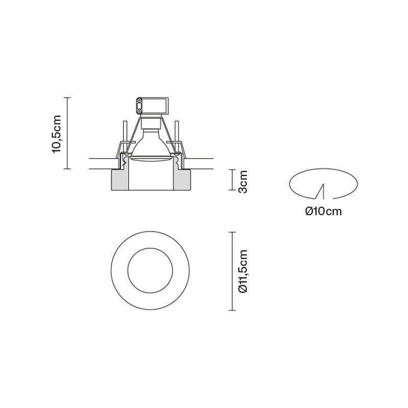 Måltegning Lei downlight klar Fabbian