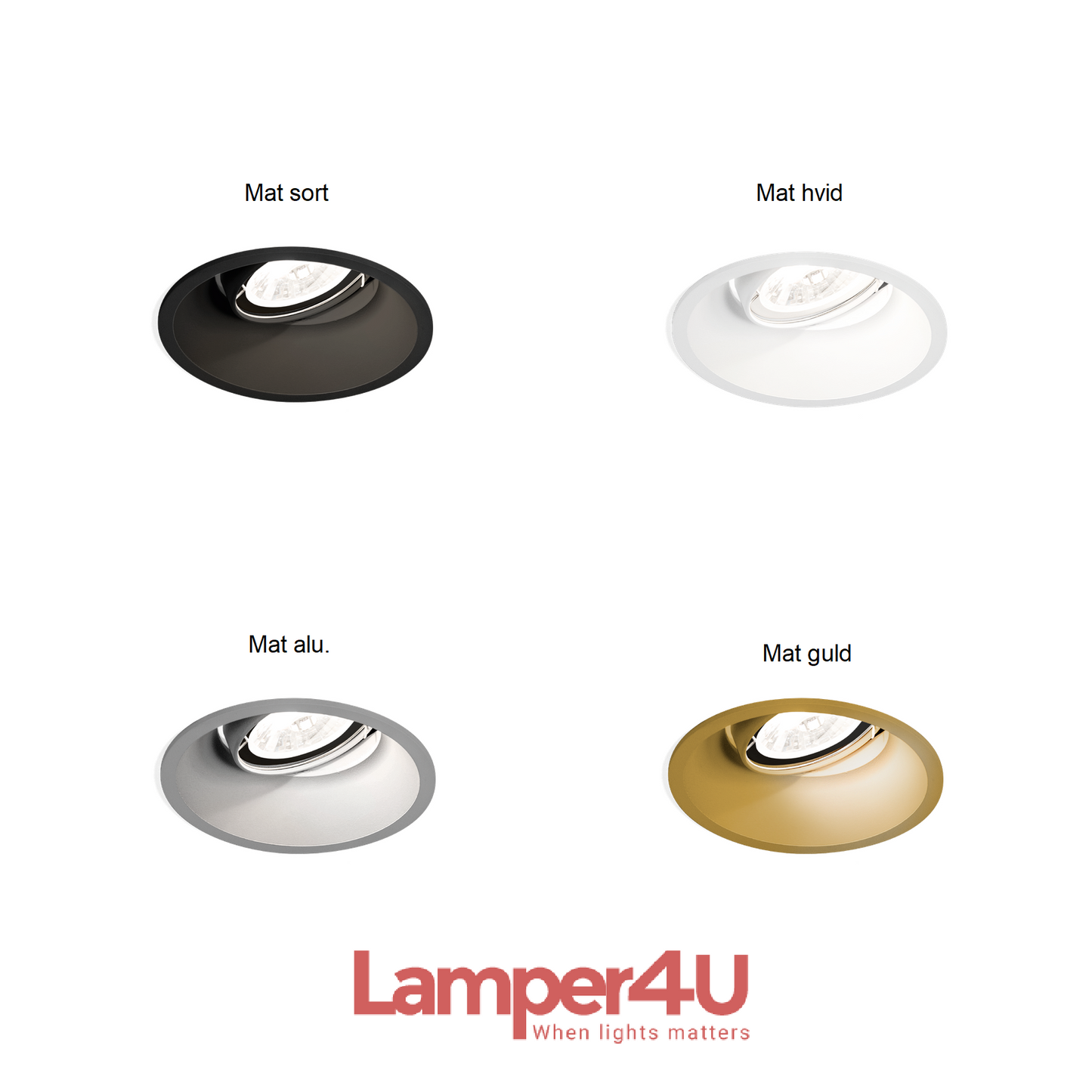 Deep Adjust 1.0 i alle fire farver downlight Wever & Ducré