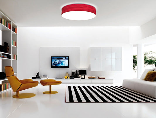 Disk loftlampe i rød i Ø 70 cm