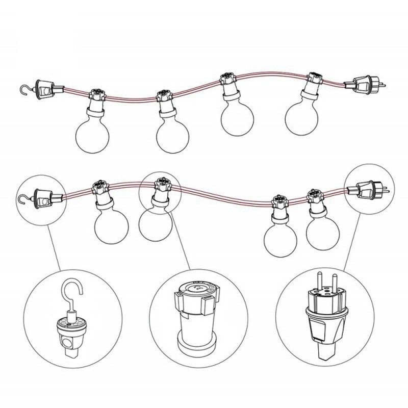 Lyskæde kabel lyserød 2x1,5mm2 Lamper 4U