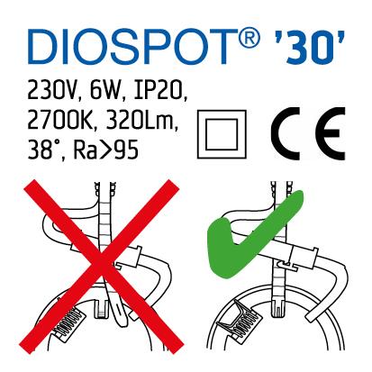 Moteringsvejledning til Diospot 30 6W downlight