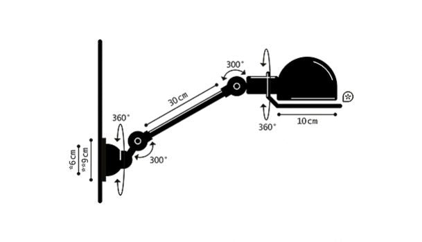 Dimensiner på signal si301 med 1 arm fra Jieldé