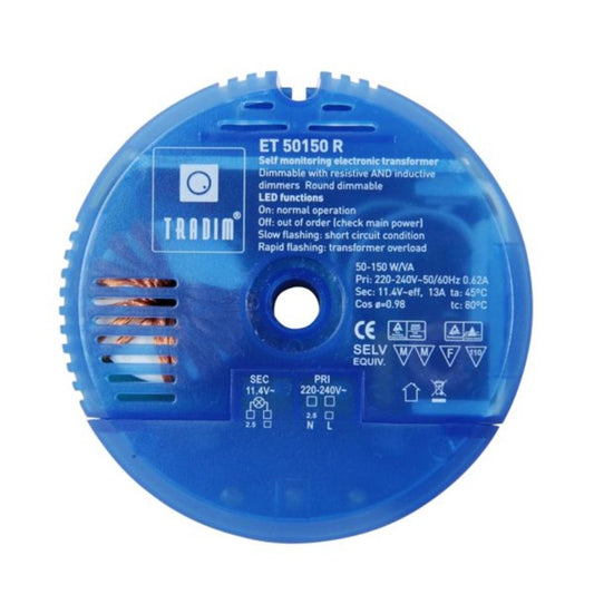 Rund elektronisk 12V transformer 50-150 W 1 udg. Tradim