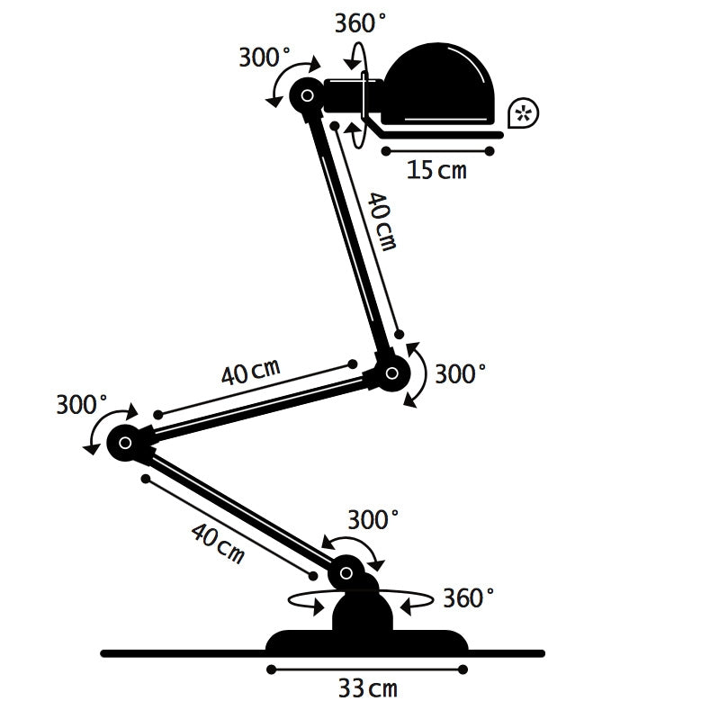 skitse Loft D9403 3 arme gulvlampe Jielde