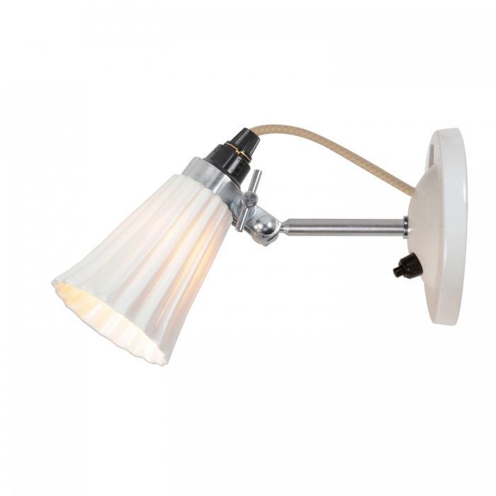 Hector pleat small hvid med afbryder væglampe original btc
