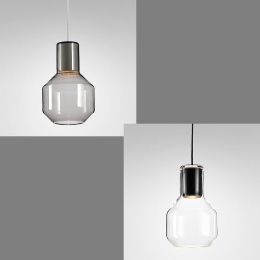 Billedet viser Modern Glas pendel med klart og røgfarvet glas