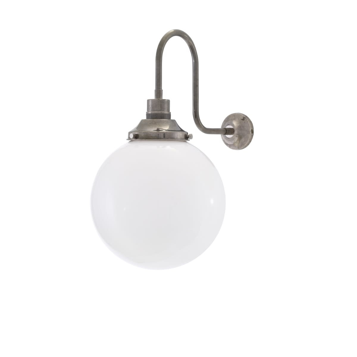Yerevan Ø 20 cm Swan Neck antik sølv væglampe IP65 fra Mullan