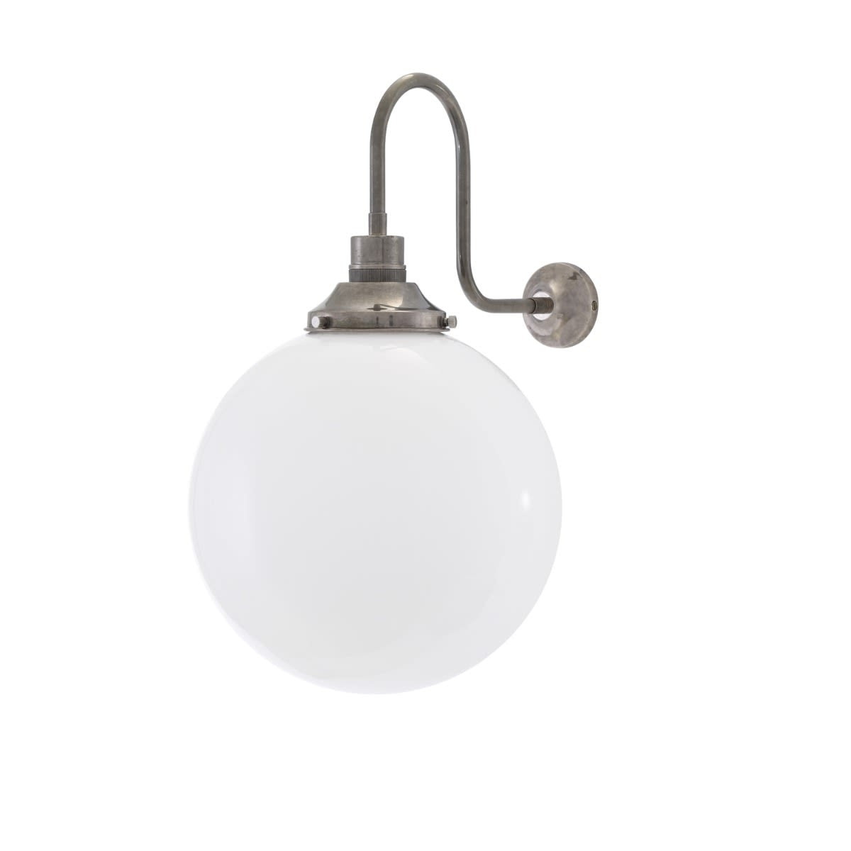 Yerevan Ø 25 cm Swan Neck antik sølv væglampe IP65 fra Mullan