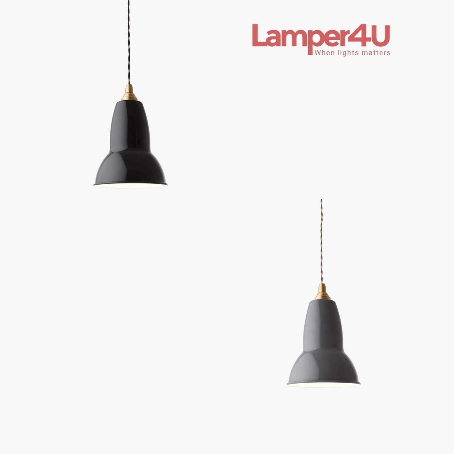 Original 1227 brass pendel vis i sort og grå fra Anglepoise