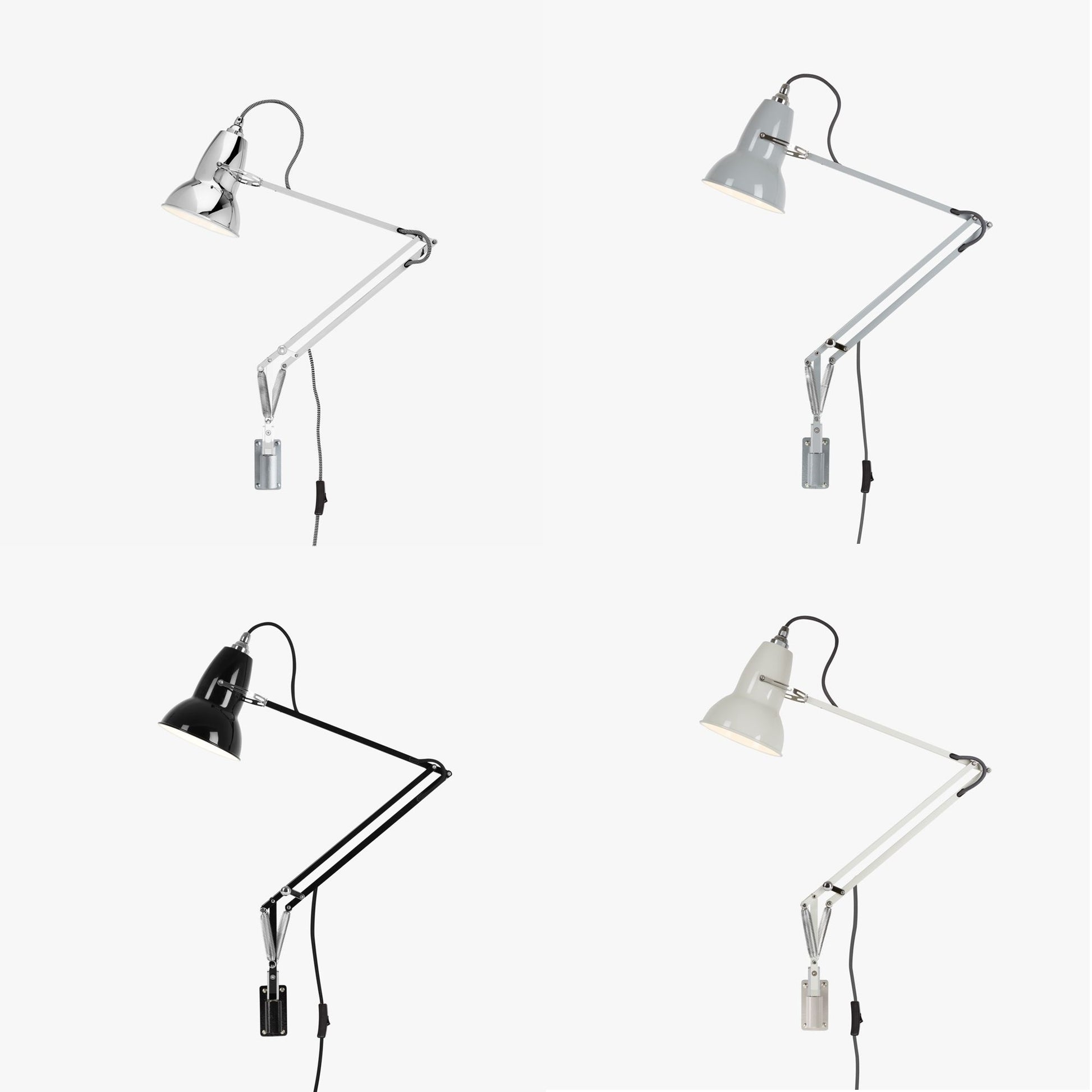 Original 1227 væglampe m. vægbeslag vist i alle farver Anglepoise