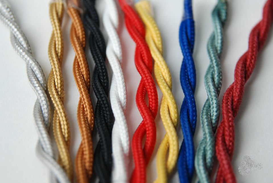 Blåt snoet ægte dekorativ stofledning