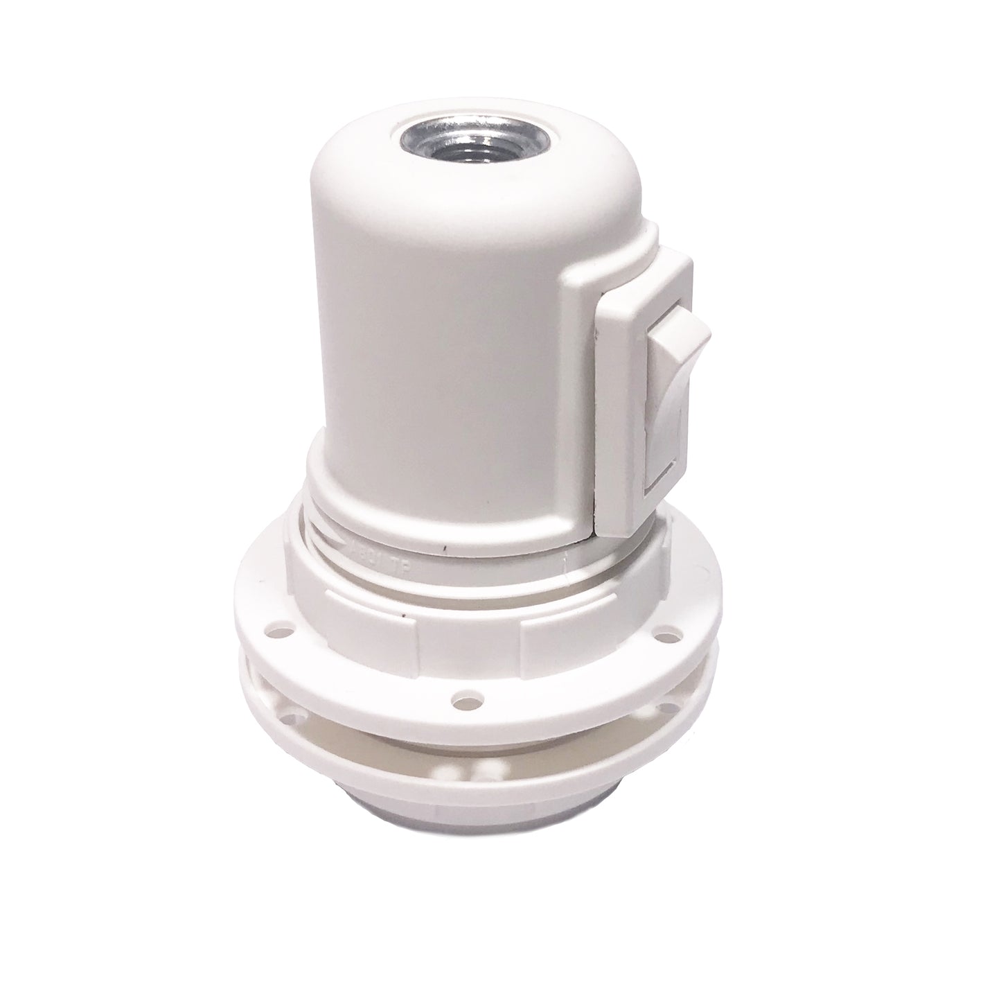 E27 fatning hvid med afbryder og omløbsringe