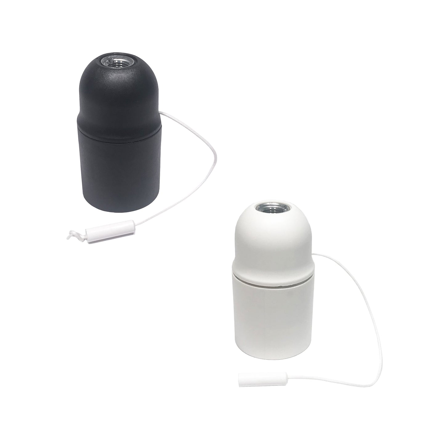 E27 fatning hvid og sort med snoer afbryder plastik.