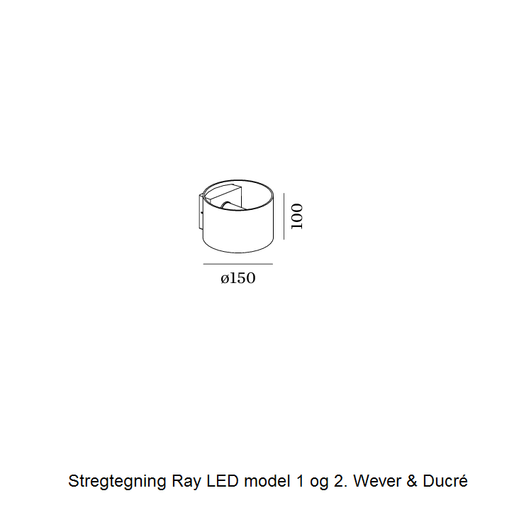 Stregtegning Ray LED væglampe Wever & Ducré model 1 og 2