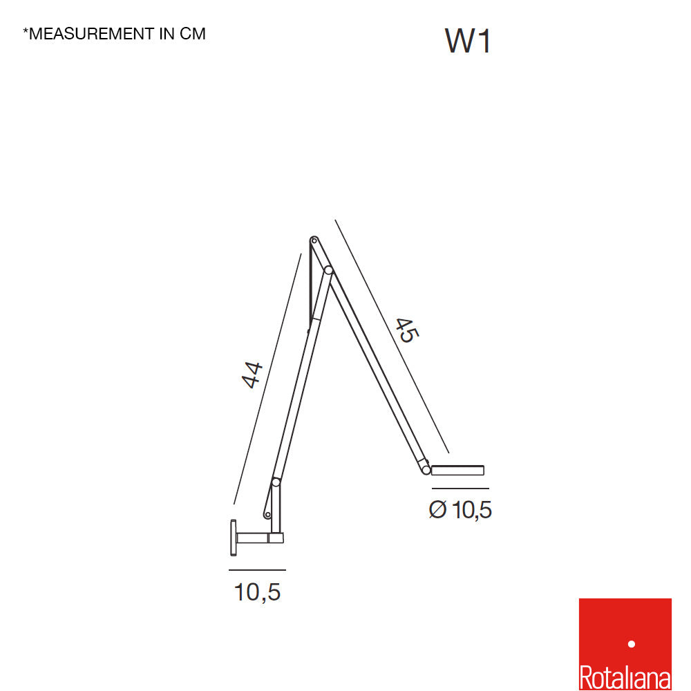 måltegning af på String W1 væglampe fra Rotaliana