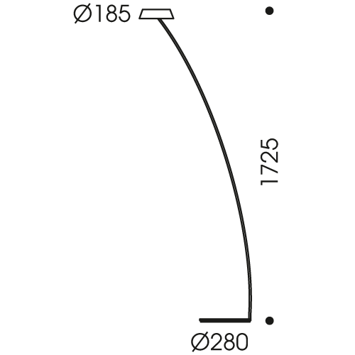 Mål tegning af Glance Curved LED Pendel fra Oligo