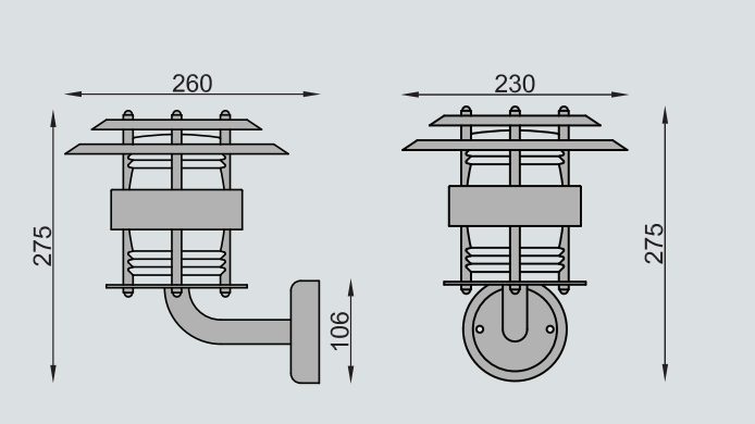 Måltegning af Jonas væglampe fra davidsuperlight