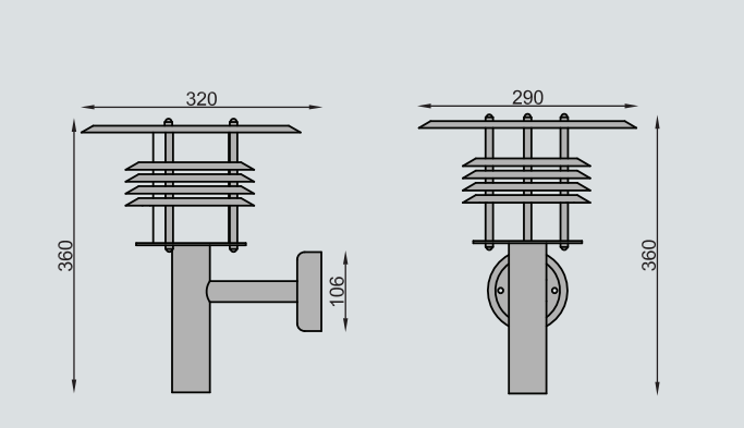 Måltegning af henrik væglampe fra david superlight