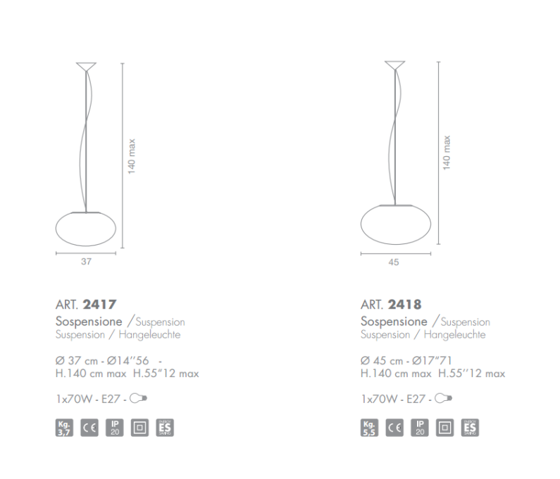 Måltegning af Selene pendel i murano glas