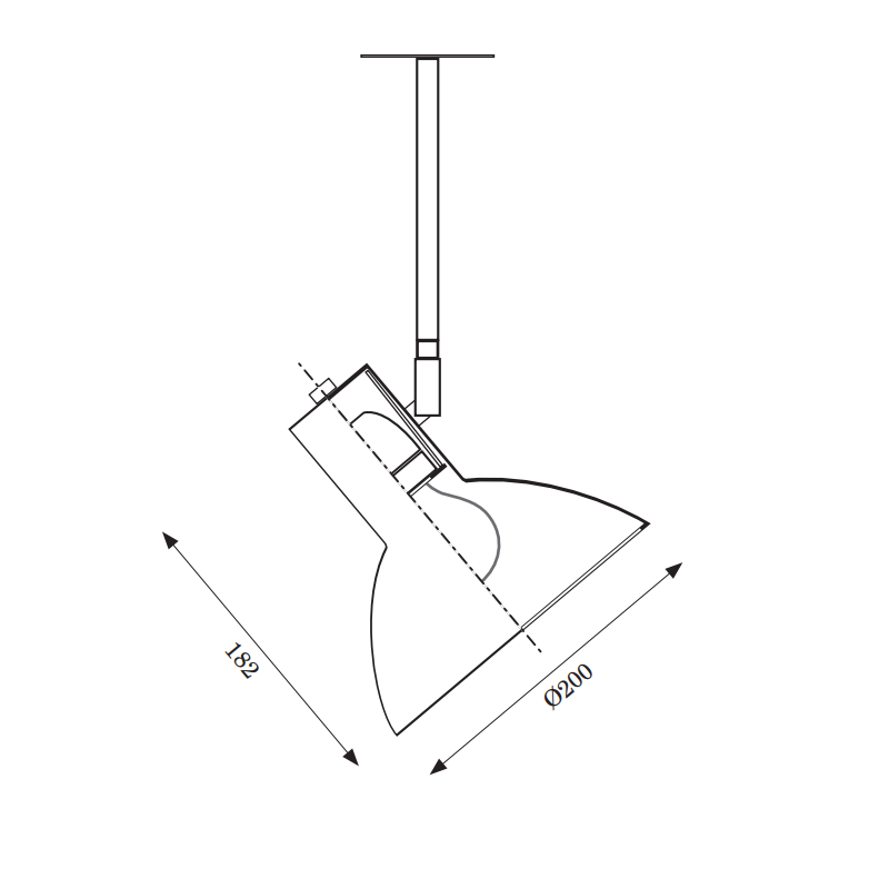 Måltegning af tragten loftlampe ABC lys